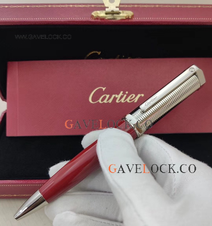 Cartier Santos-Dumont Red&Silver Ballpoint